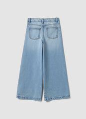 OVS Girls’ Pure Cotton Wide-Leg Denim Jeans With Embroidery