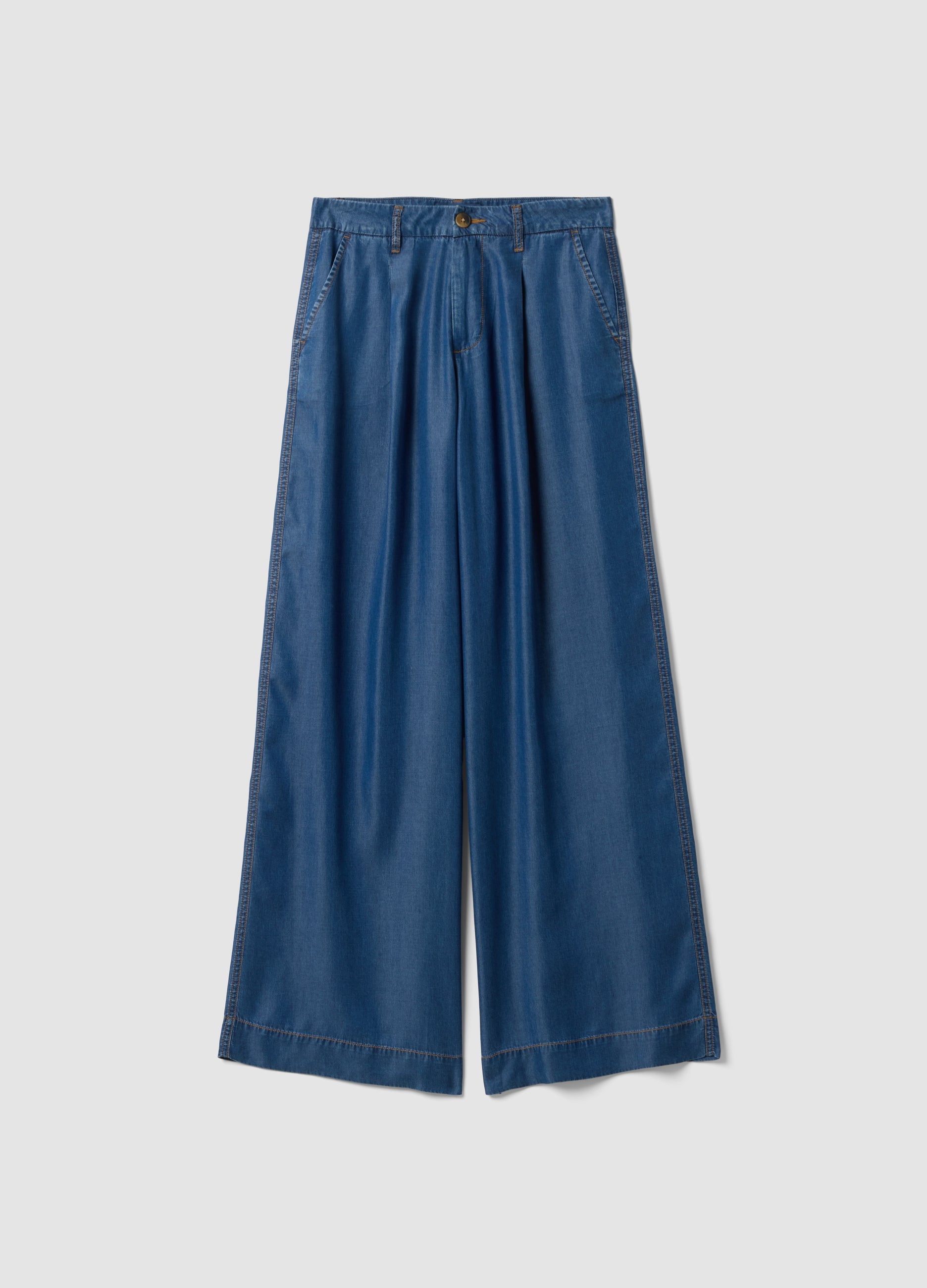 OVS Blue Wide-Leg Jeans In Pure Lyocell