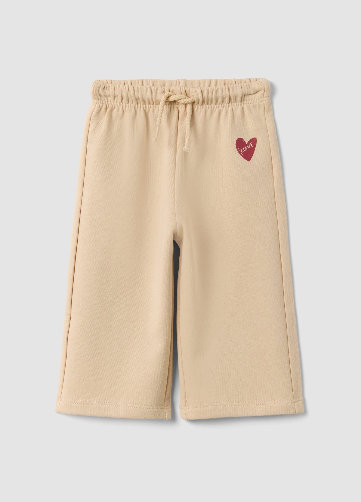 OVS Beige Pure Cotton Trousers With Elasticated Waist And Print For Baby Girl