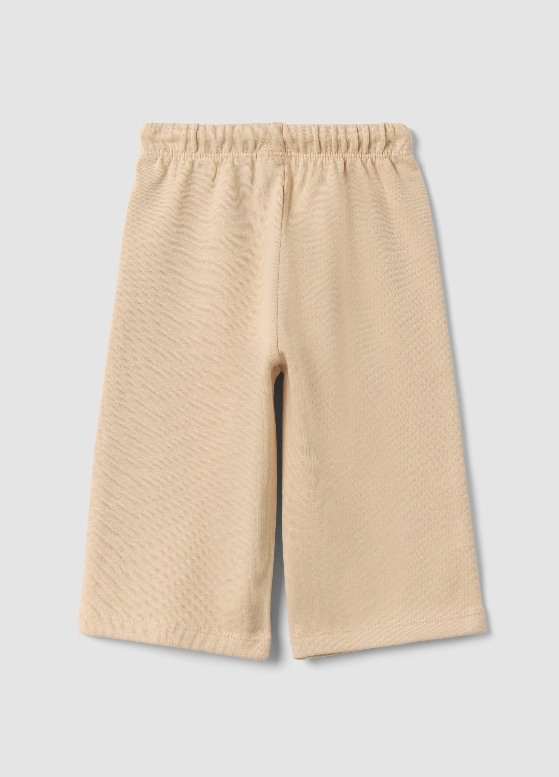 OVS Beige Pure Cotton Trousers With Elasticated Waist And Print For Baby Girl