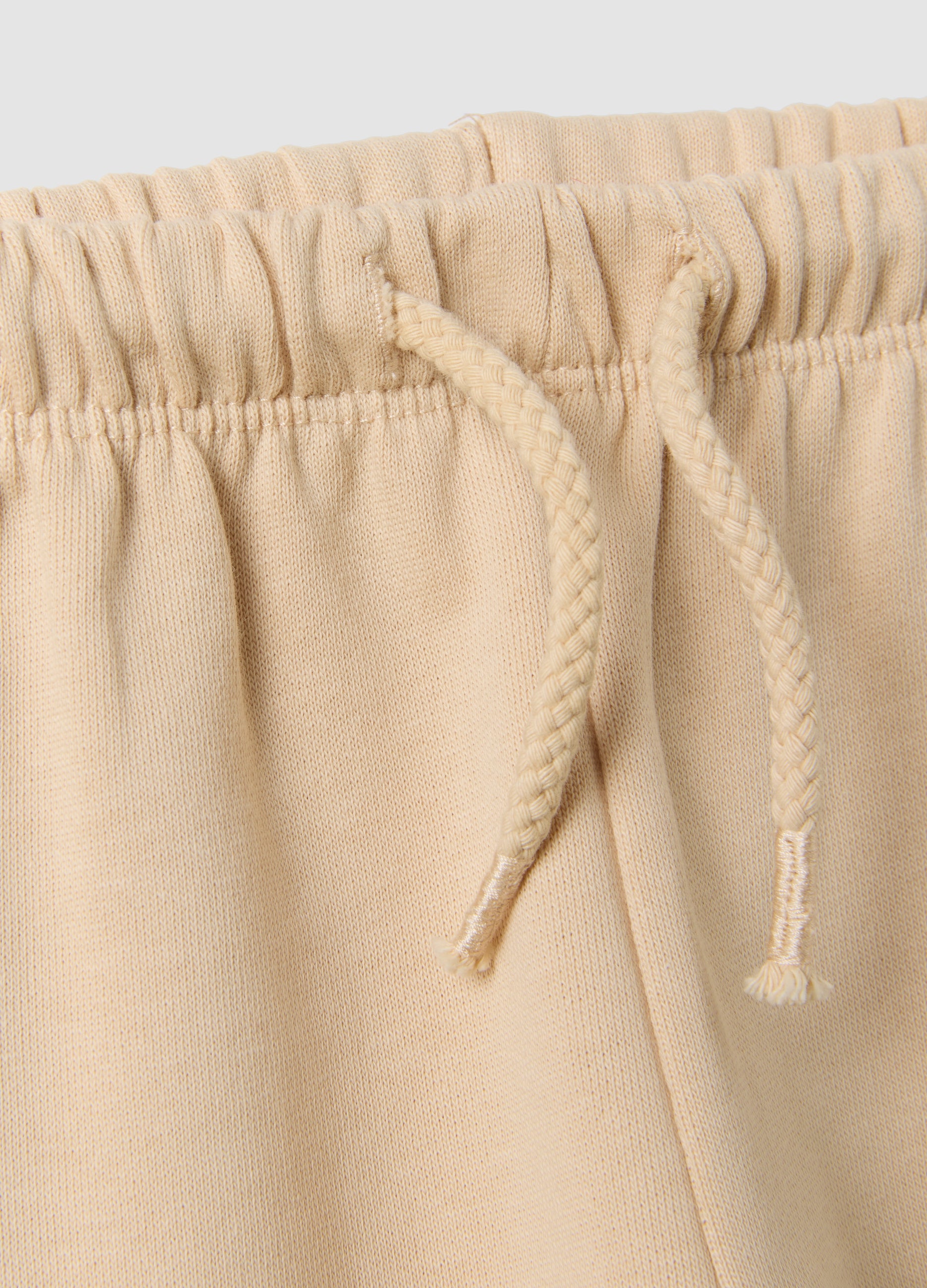 OVS Beige Pure Cotton Trousers With Elasticated Waist And Print For Baby Girl