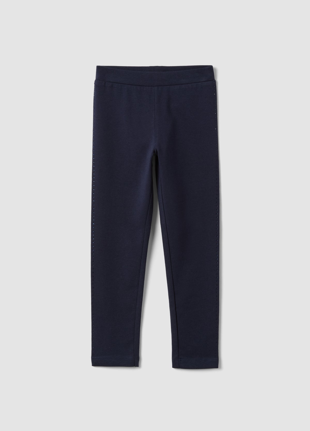 OVS Blue Stretch Organic Cotton Leggings With Rhinestones For Girls