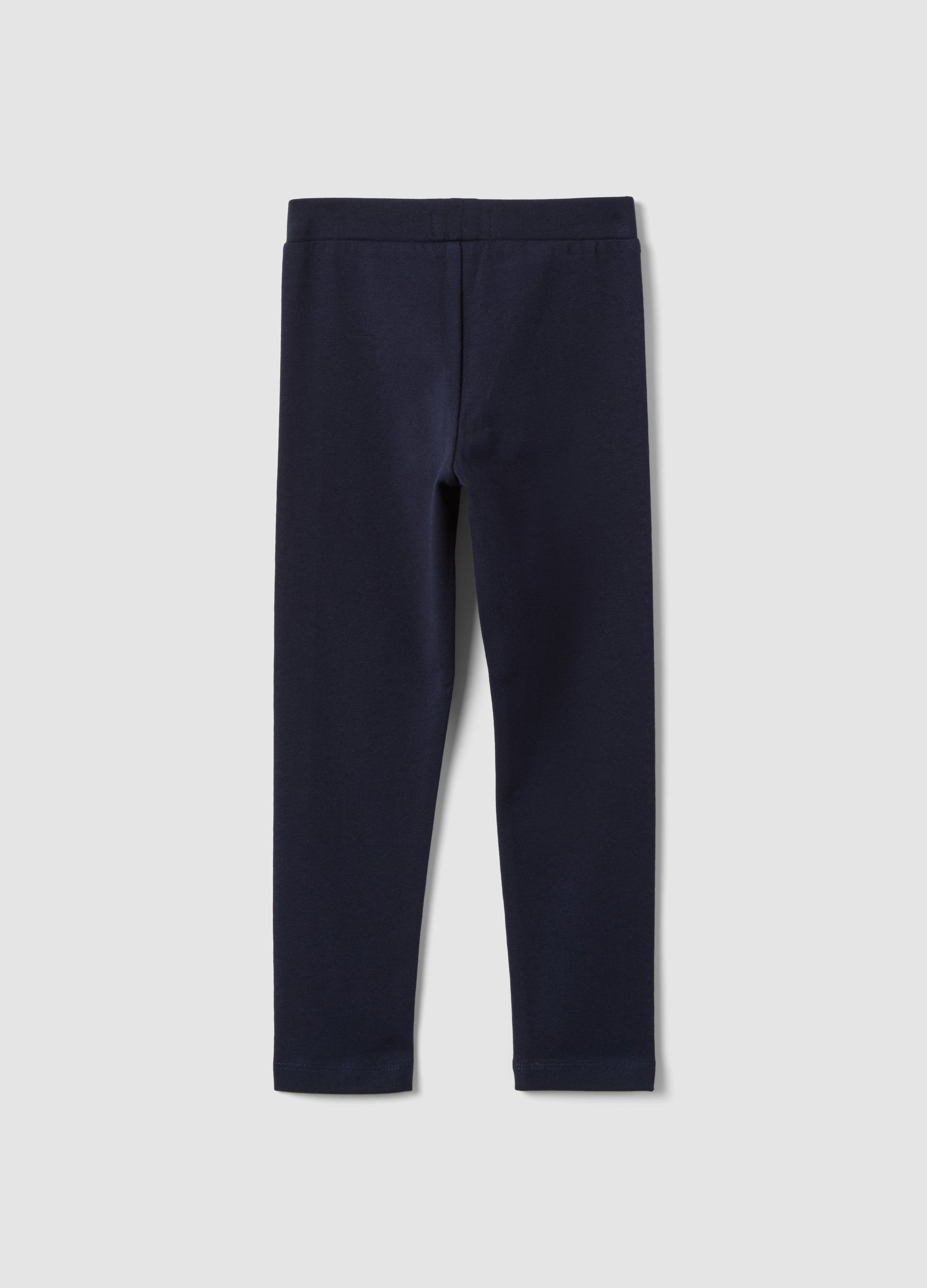 OVS Blue Stretch Organic Cotton Leggings With Rhinestones For Girls