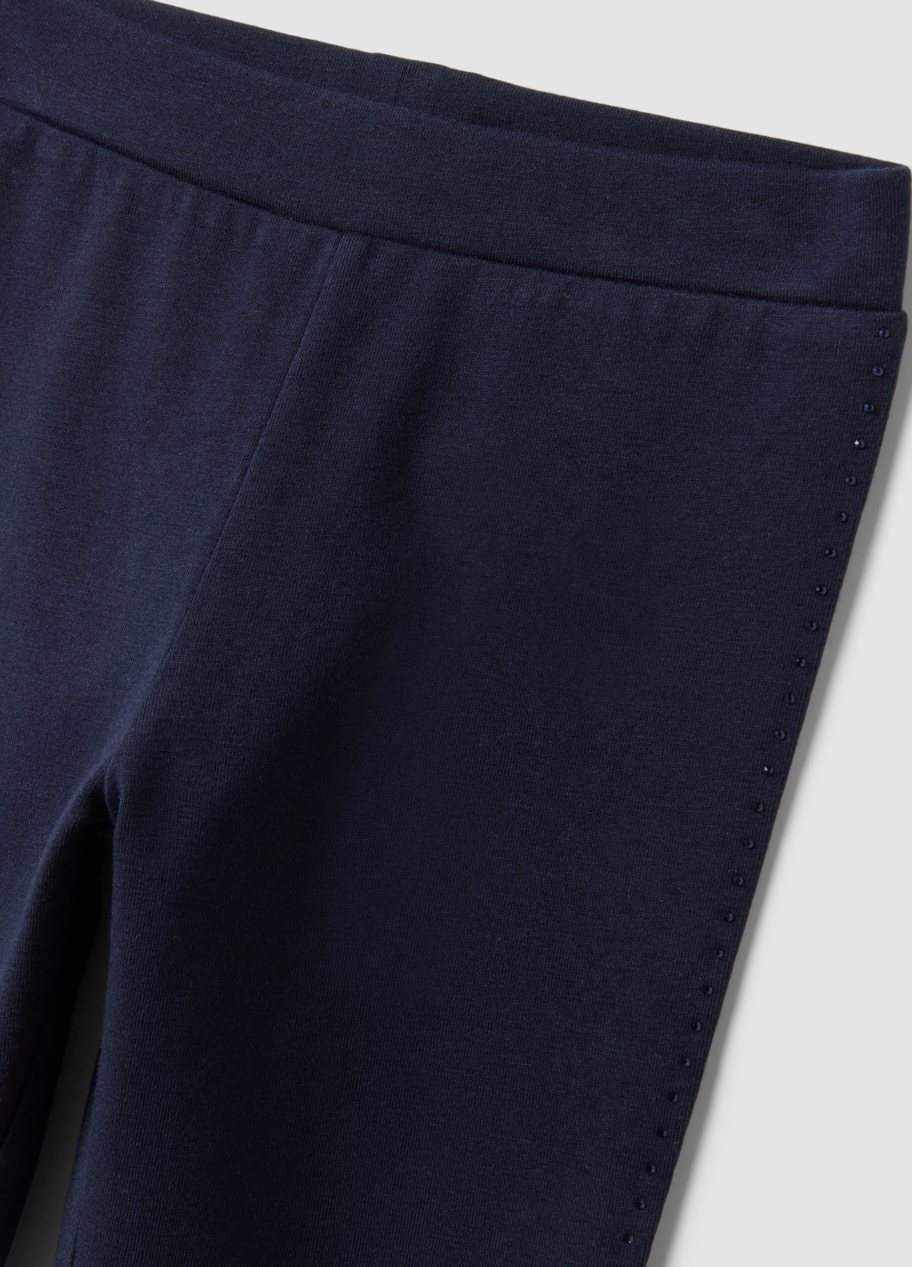 OVS Blue Stretch Organic Cotton Leggings With Rhinestones For Girls