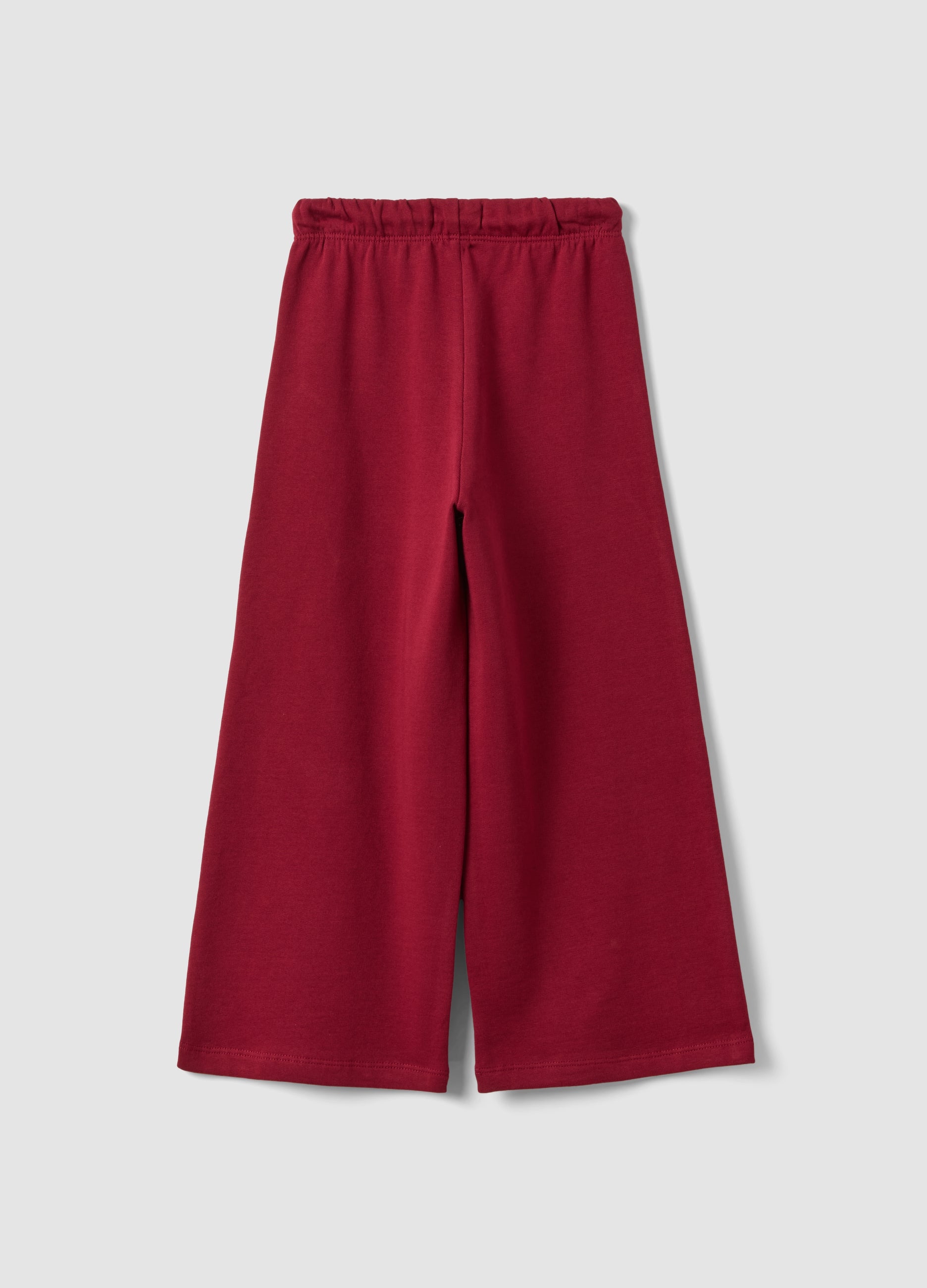 OVS Red Pure Cotton Trousers With Elasticated Waist And Bow For Girls