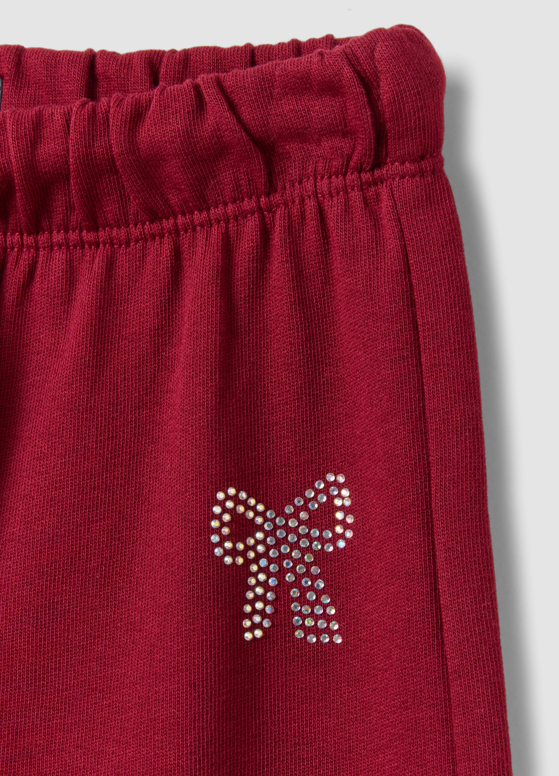 OVS Red Pure Cotton Trousers With Elasticated Waist And Bow For Girls