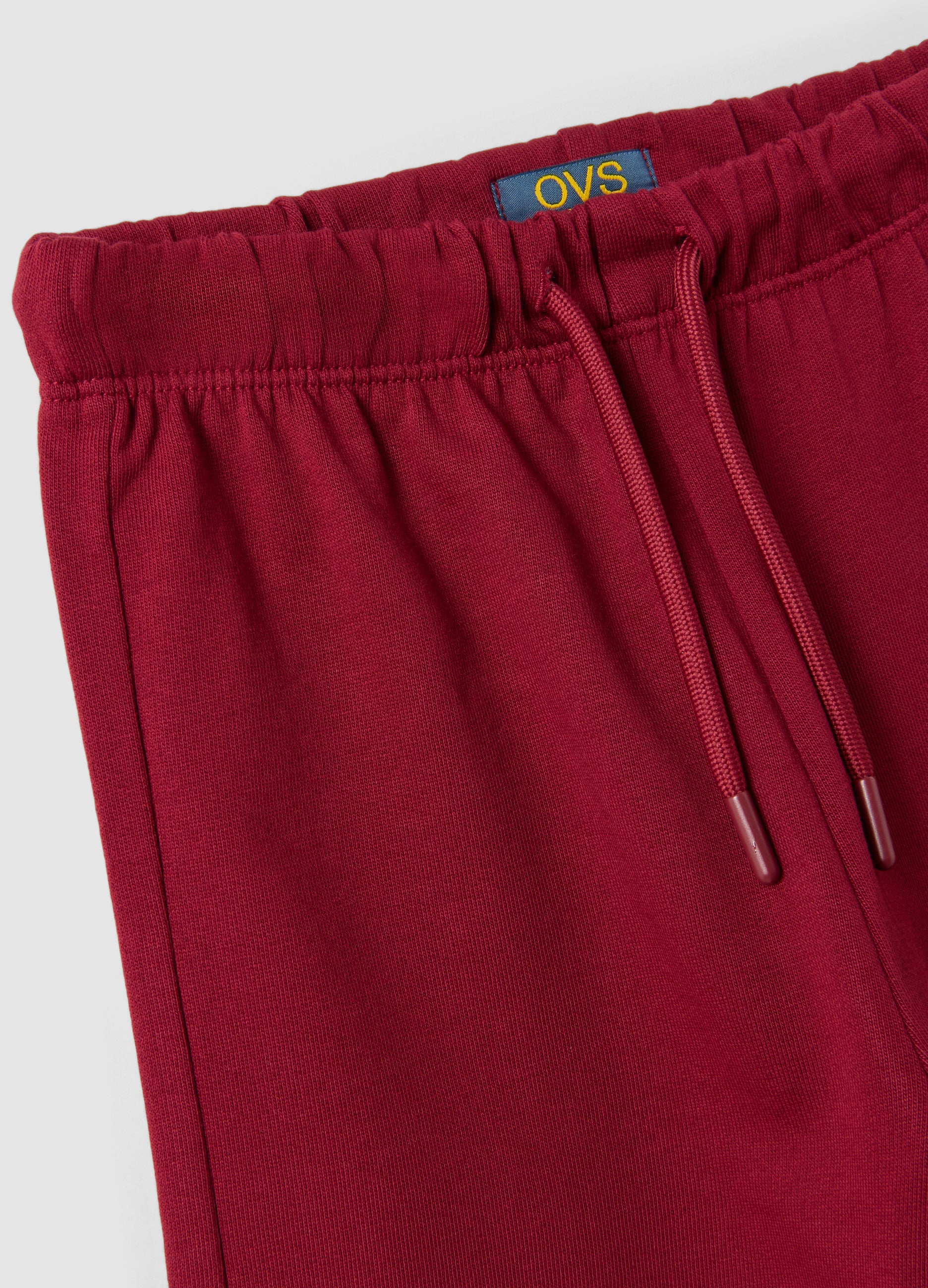 OVS Red Pure Cotton Trousers With Elasticated Waist And Bow For Girls