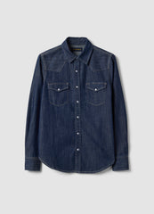 OVS Dark Blue Pure Cotton Denim Shirt, Regular Fit