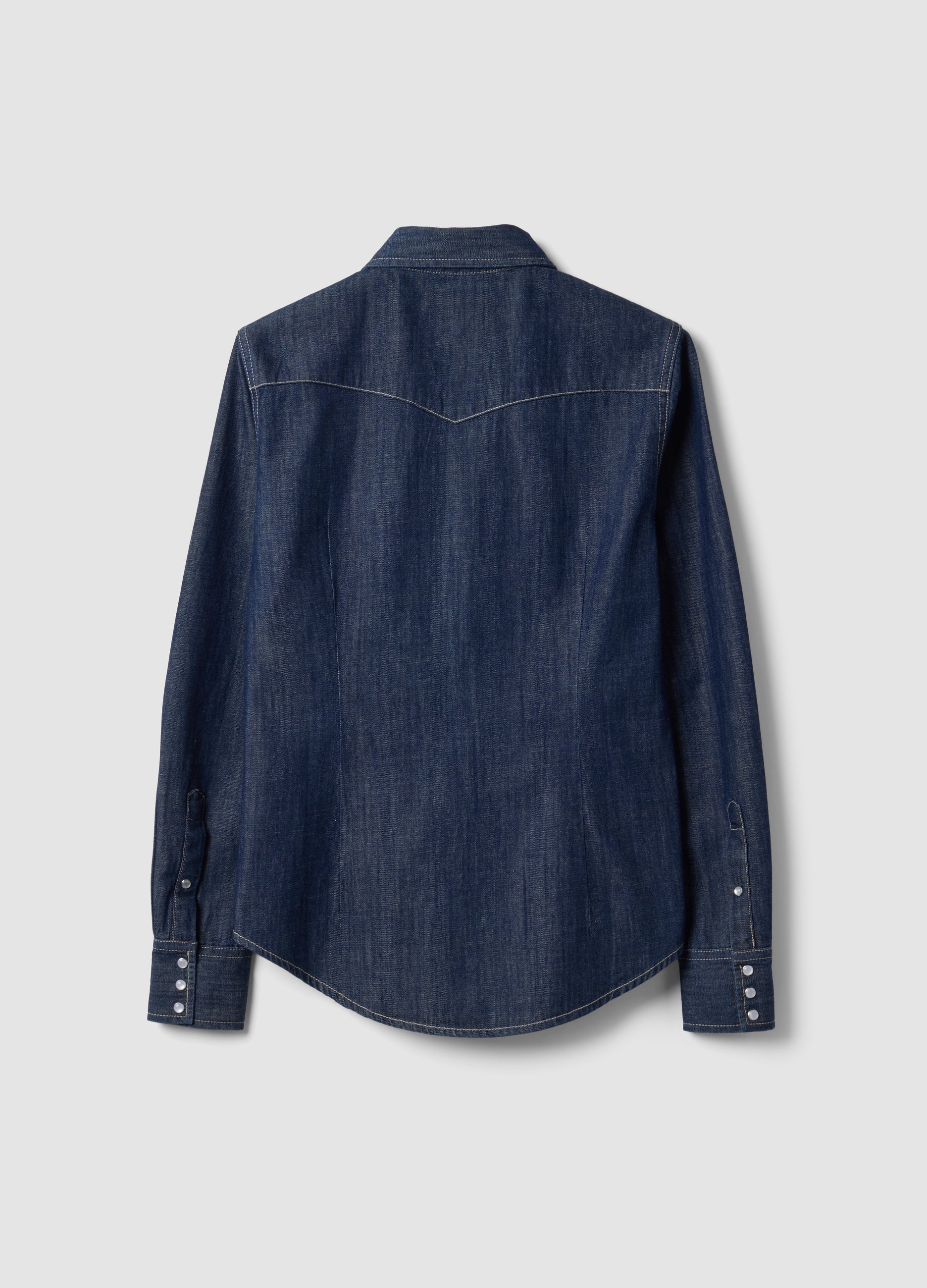 OVS Dark Blue Pure Cotton Denim Shirt, Regular Fit