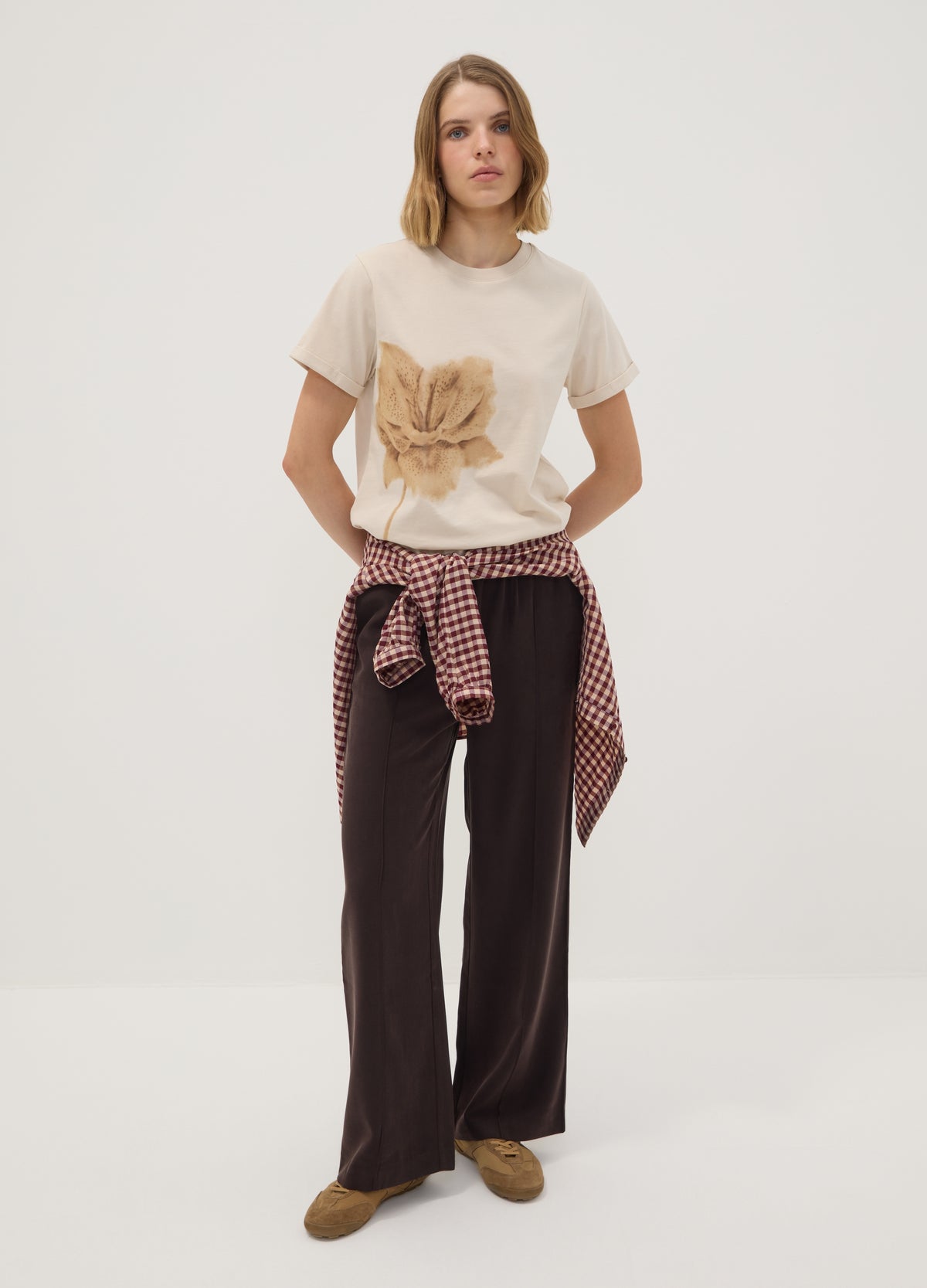 OVS Brown viscose-blend wide-leg jogger trousers