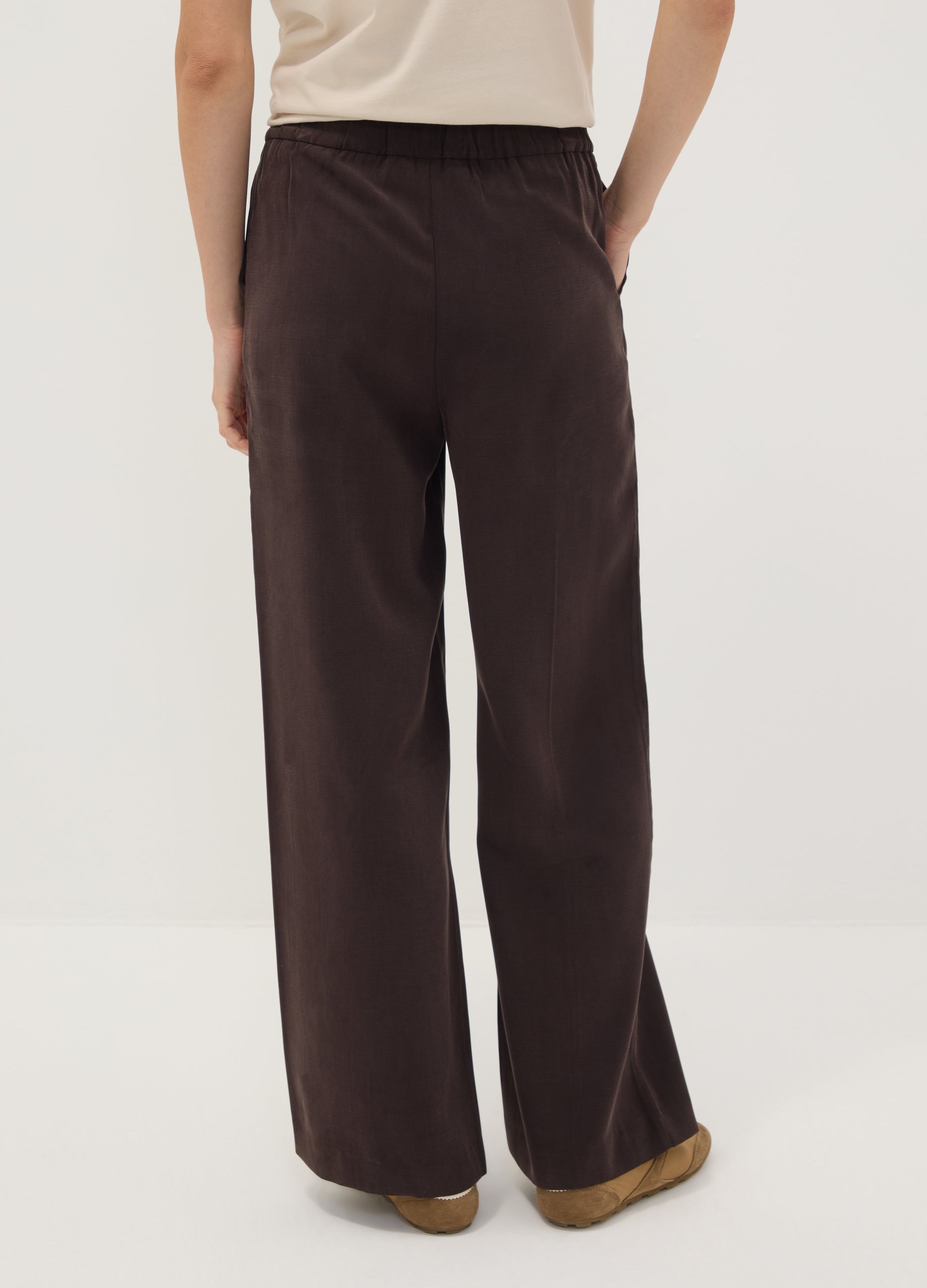 OVS Brown viscose-blend wide-leg jogger trousers