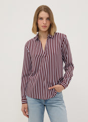 OVS Red striped pure viscose shirt with classic collar, regular fit