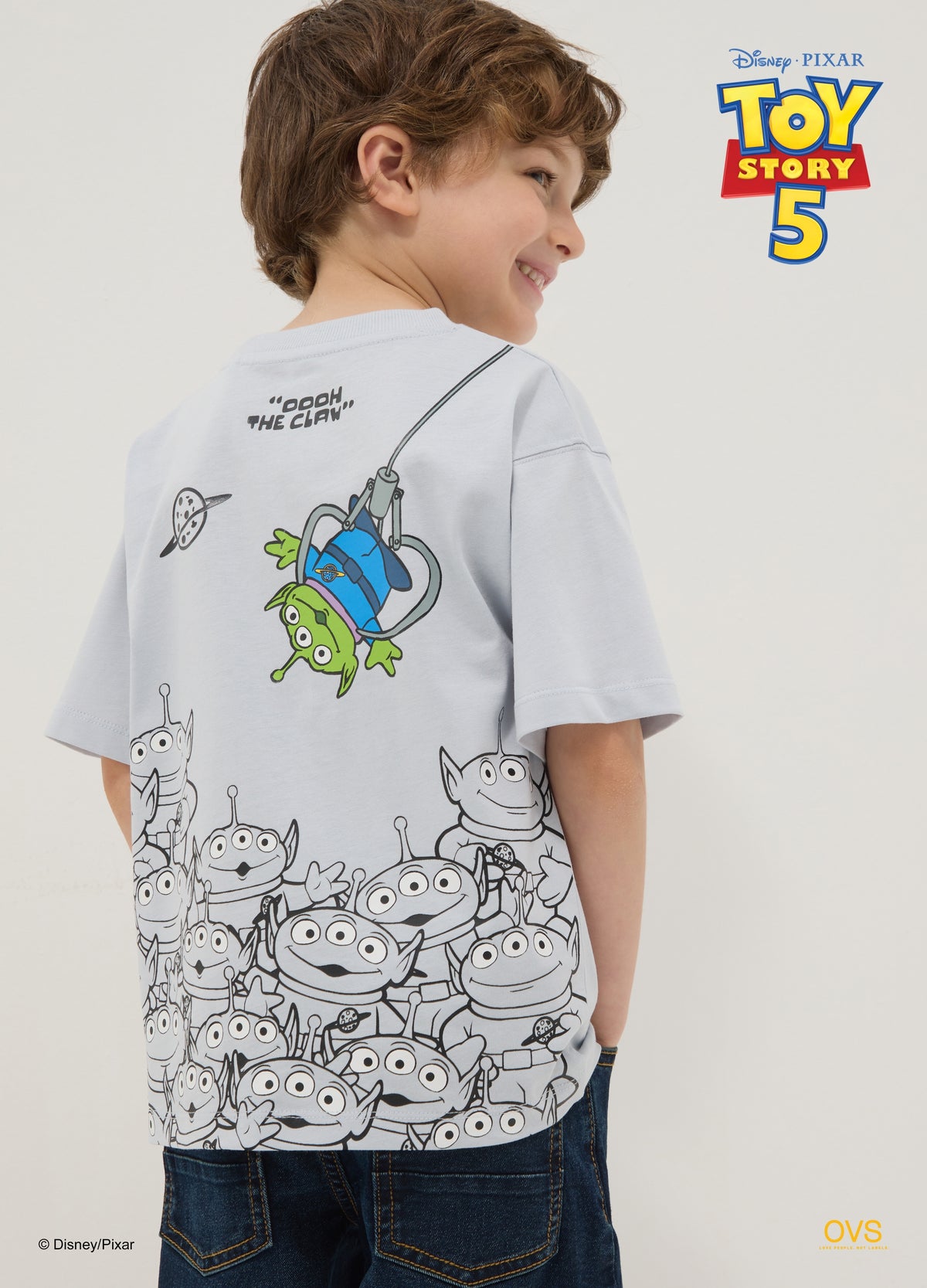 OVS Grey Pure Cotton Toy Story Graphic T-Shirt For Boys