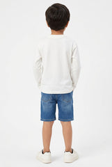 OVS White Pure Cotton Oversized Fit T-Shirt With Skate Print For Boys