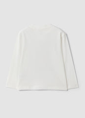 OVS White Pure Cotton Oversized Fit T-Shirt With Skate Print For Boys