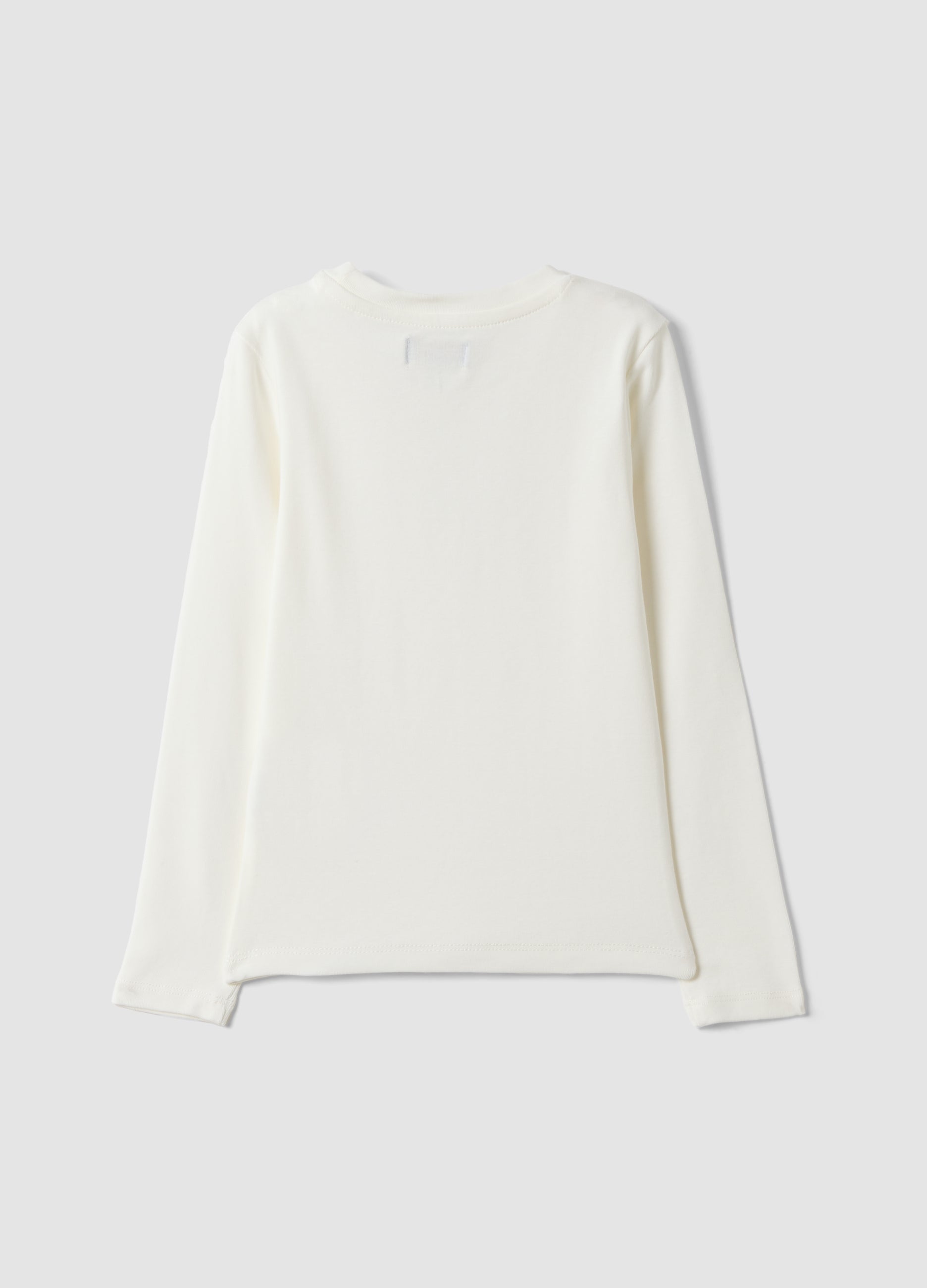 OVS White Stretch Organic Cotton Printed T-Shirt For Girls