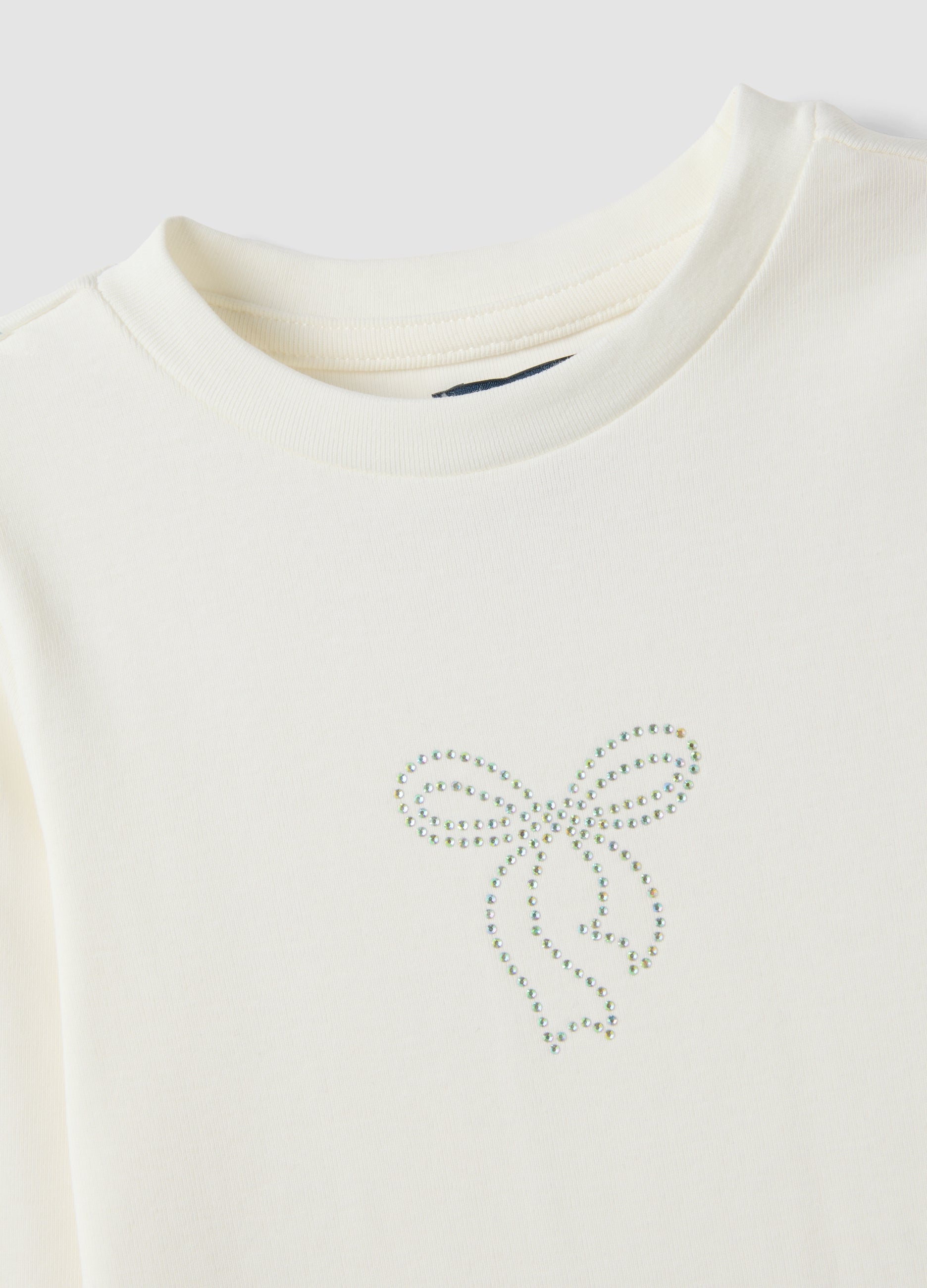 OVS White Stretch Organic Cotton Printed T-Shirt For Girls