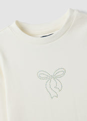 OVS White Stretch Organic Cotton Printed T-Shirt For Girls