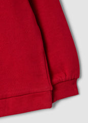 OVS Red Pure Cotton Crew-Neck Sweatshirt With Teddy Bear Print For Baby Girl