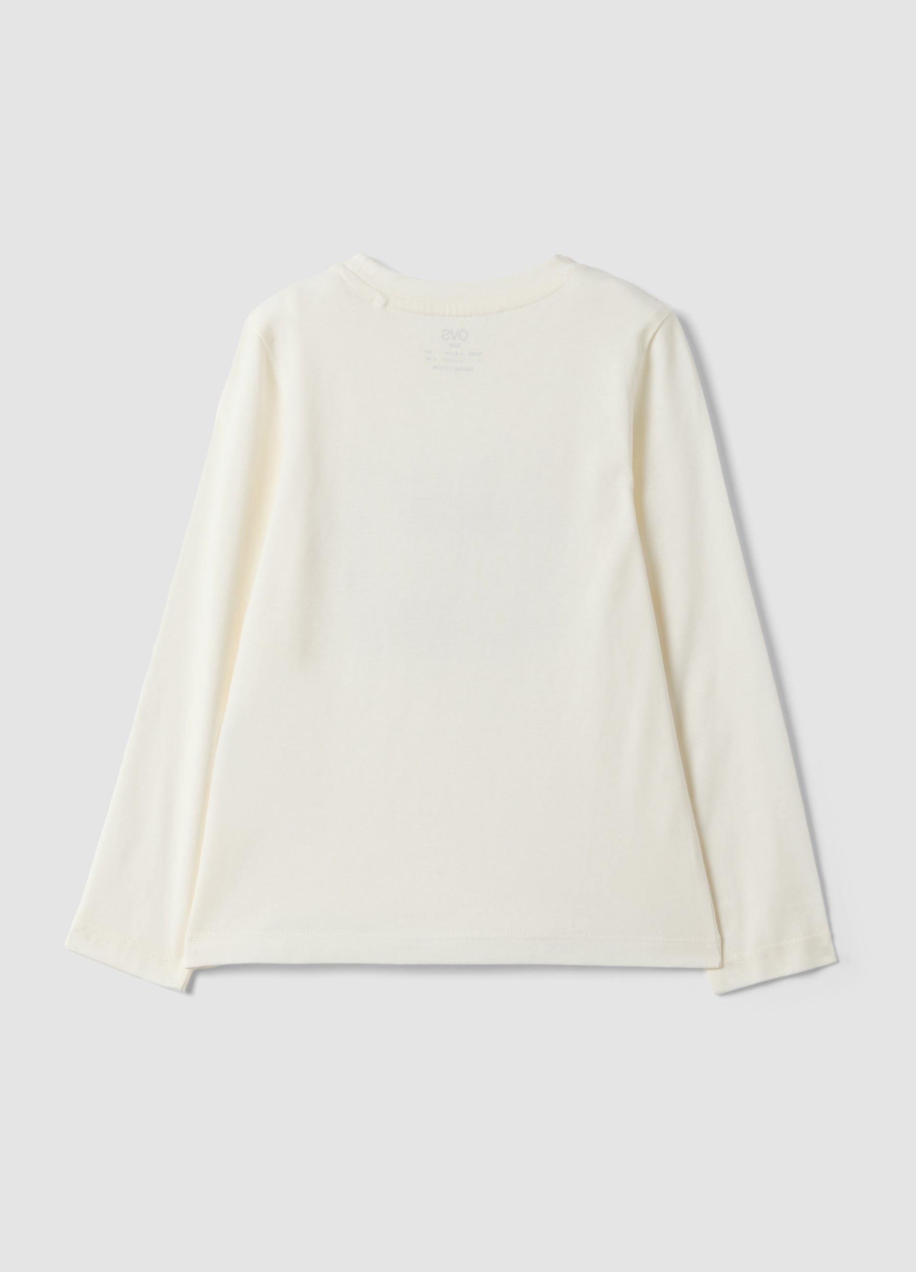 OVS White Pure Organic Cotton T-Shirt With Glitter Print For Girls