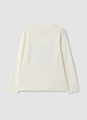 OVS White Pure Organic Cotton T-Shirt With Glitter Print For Girls