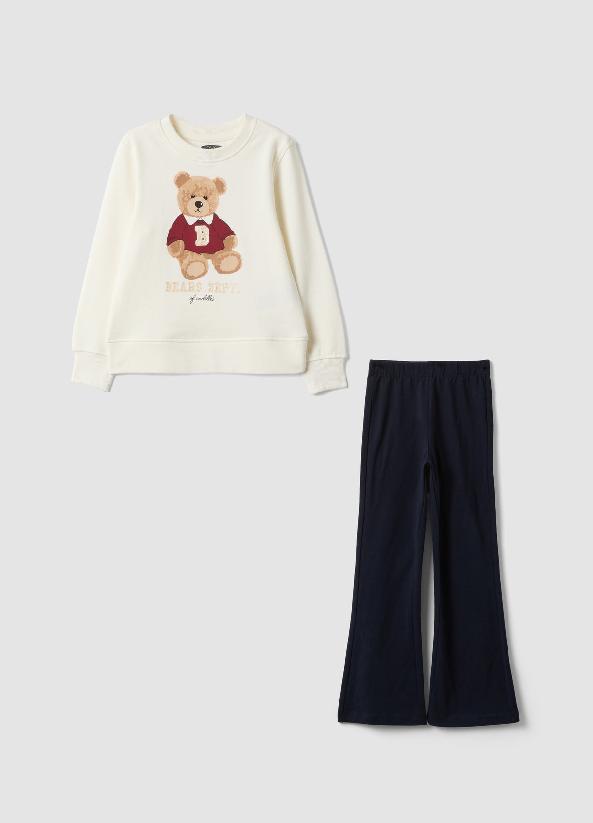 OVS Multicoloured Pure Cotton Set With Teddy Bear Print For Girls
