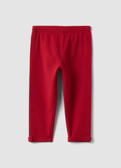 OVS Red Stretch Organic Cotton Leggings With Bow Details For Baby Girl