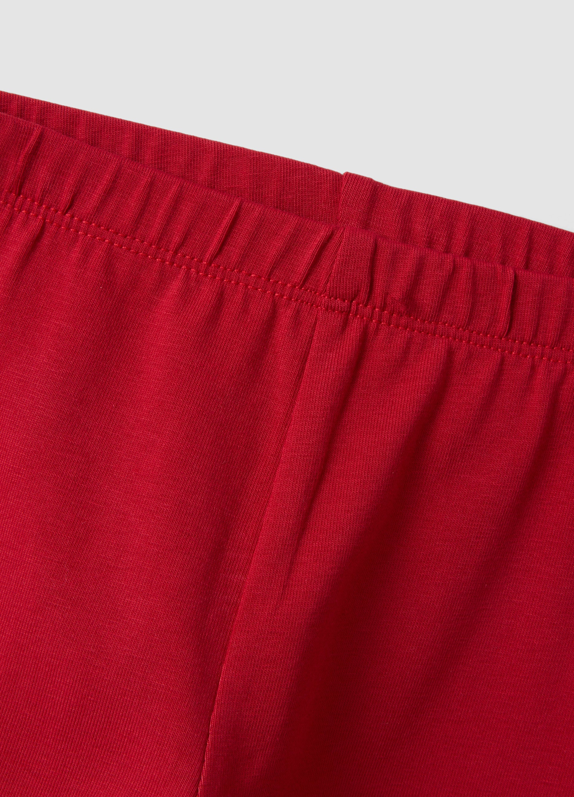 OVS Red Stretch Organic Cotton Leggings With Bow Details For Baby Girl