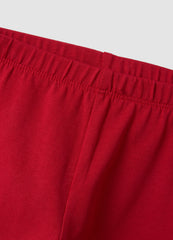 OVS Red Stretch Organic Cotton Leggings With Bow Details For Baby Girl