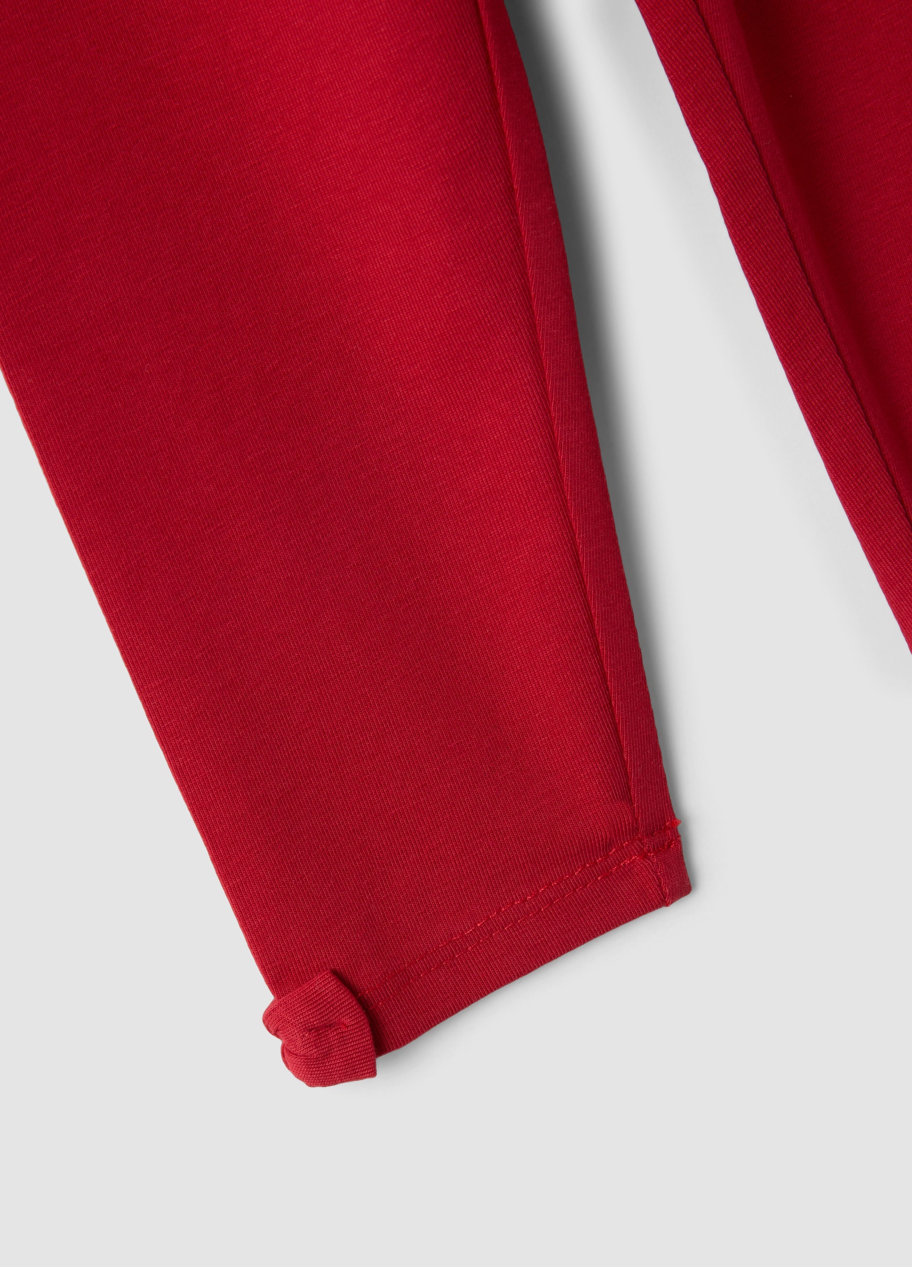 OVS Red Stretch Organic Cotton Leggings With Bow Details For Baby Girl