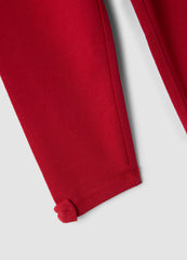 OVS Red Stretch Organic Cotton Leggings With Bow Details For Baby Girl