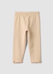 OVS Beige Stretch Organic Cotton Leggings With Bows For Baby Girl