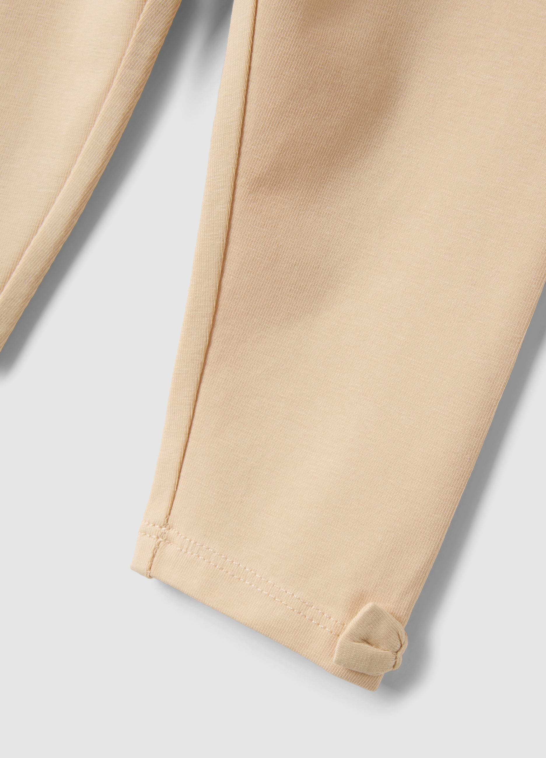 OVS Beige Stretch Organic Cotton Leggings With Bows For Baby Girl