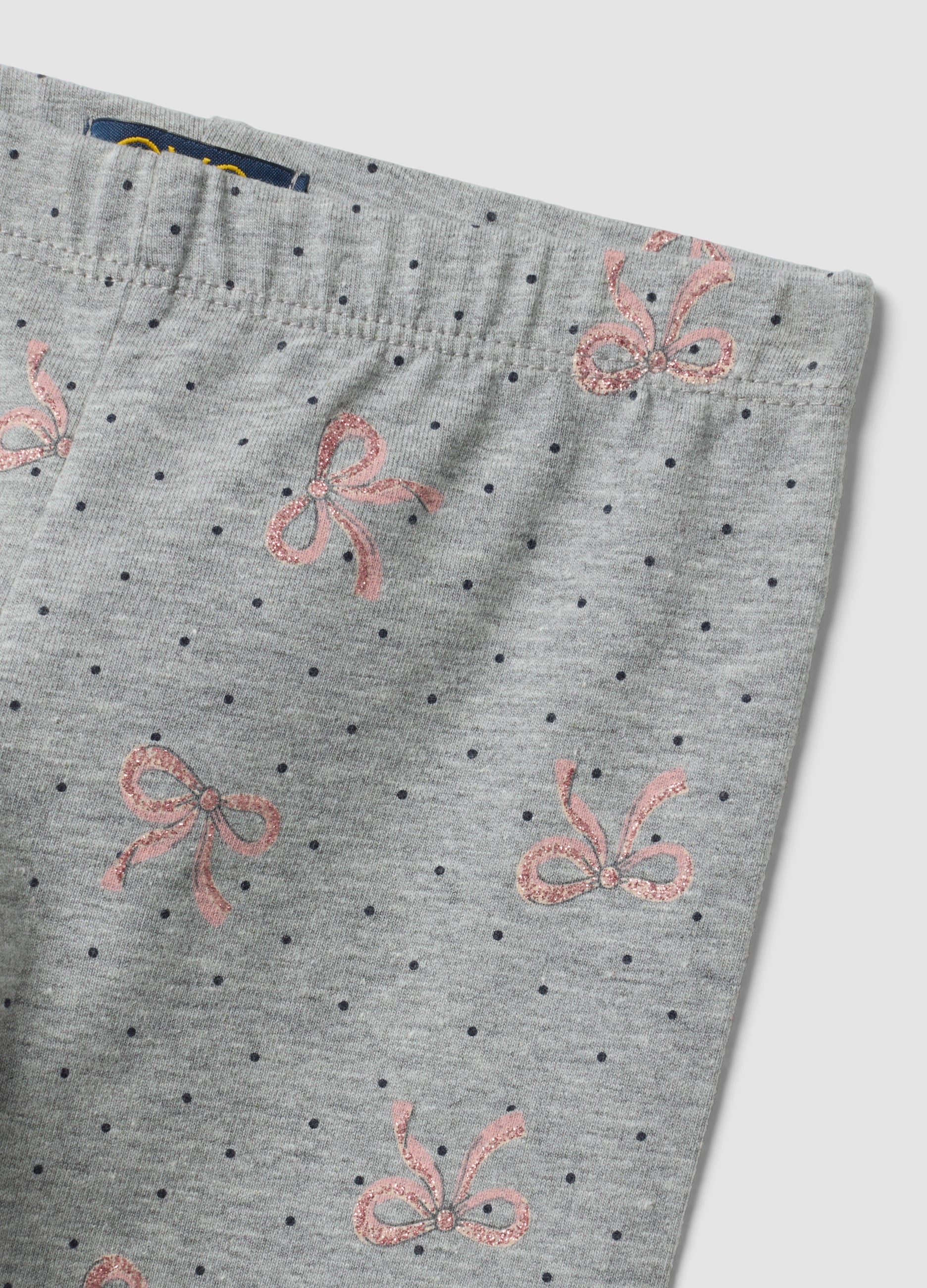 OVS Grey Skinny Leggings In Stretch Organic Cotton With Bows For Girls
