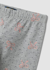 OVS Grey Skinny Leggings In Stretch Organic Cotton With Bows For Girls