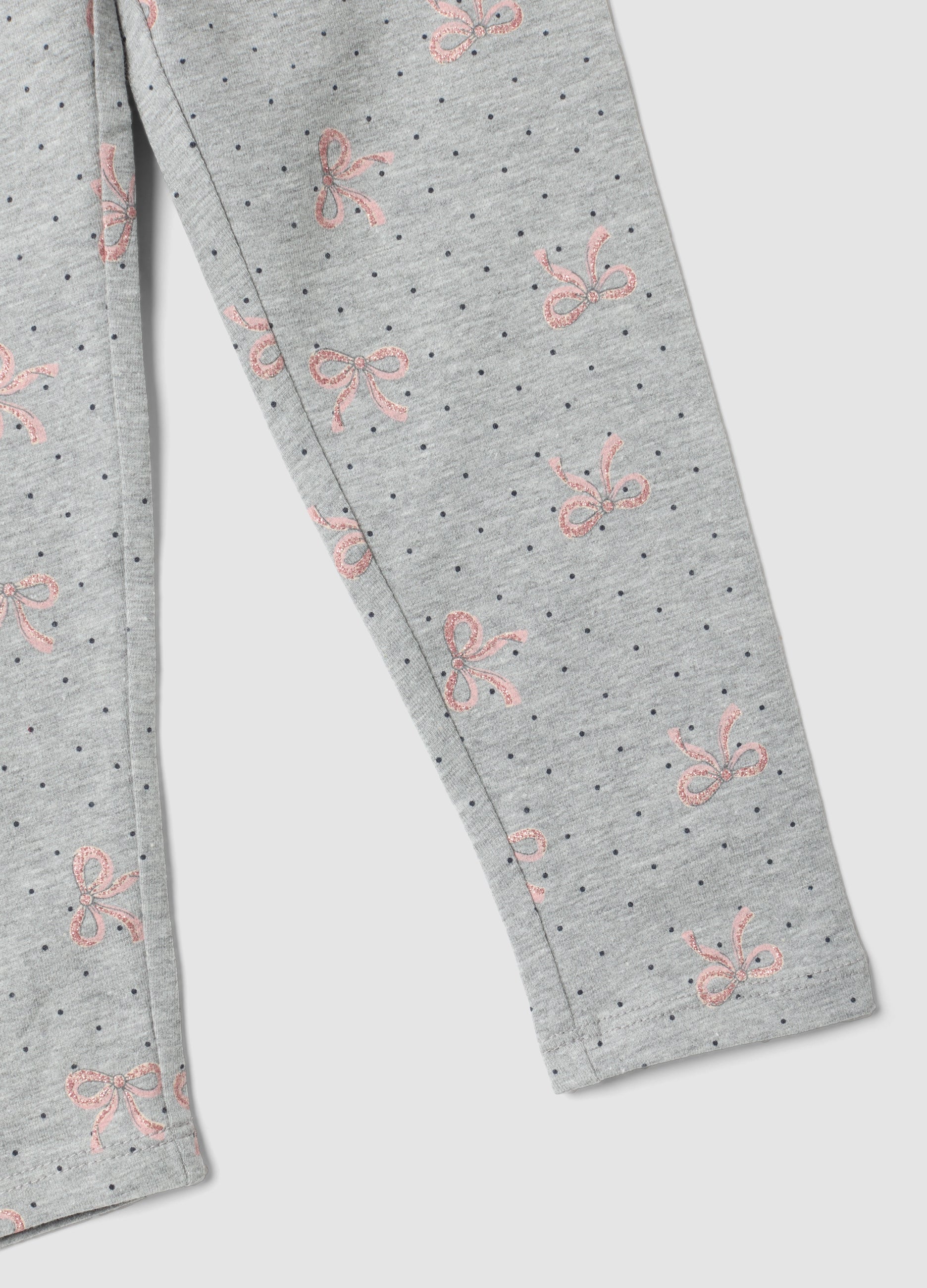OVS Grey Skinny Leggings In Stretch Organic Cotton With Bows For Girls