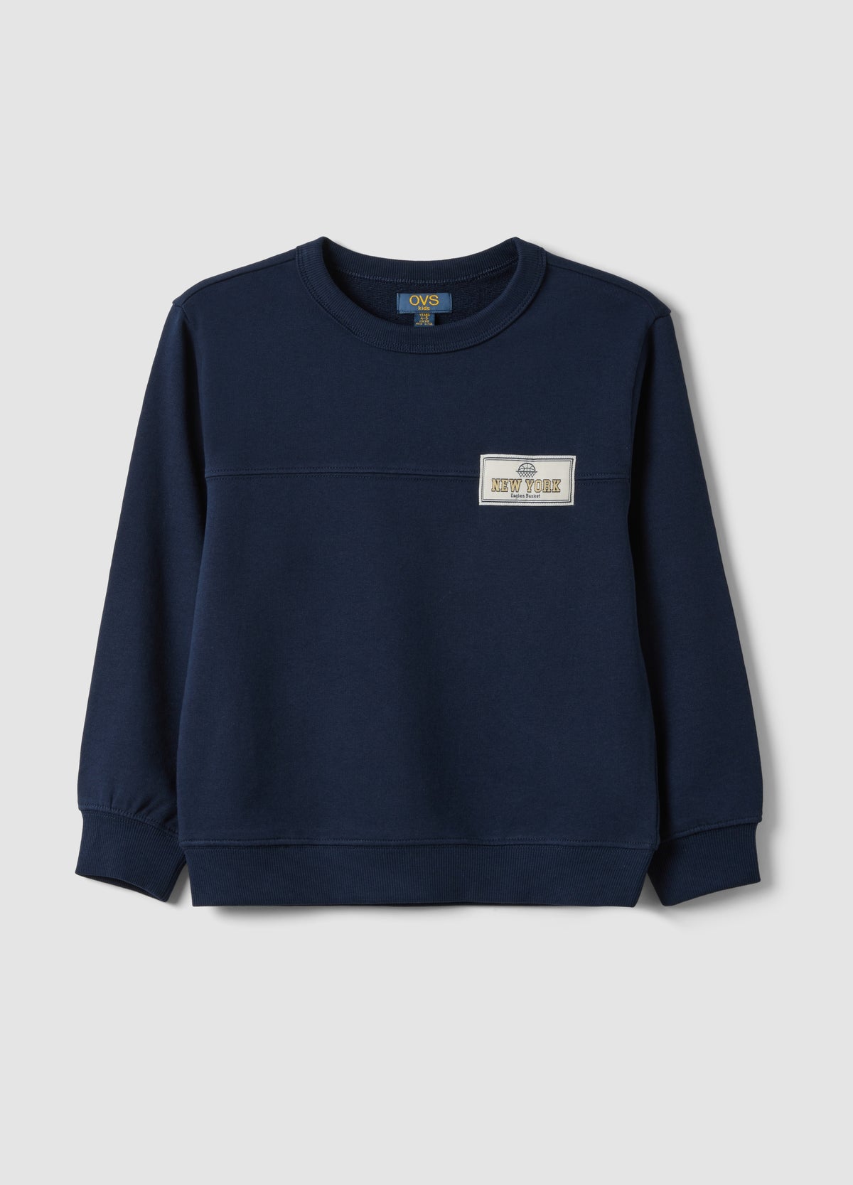 OVS Blue Organic Cotton Sweatshirt With Print For Boys, Relaxed Fit