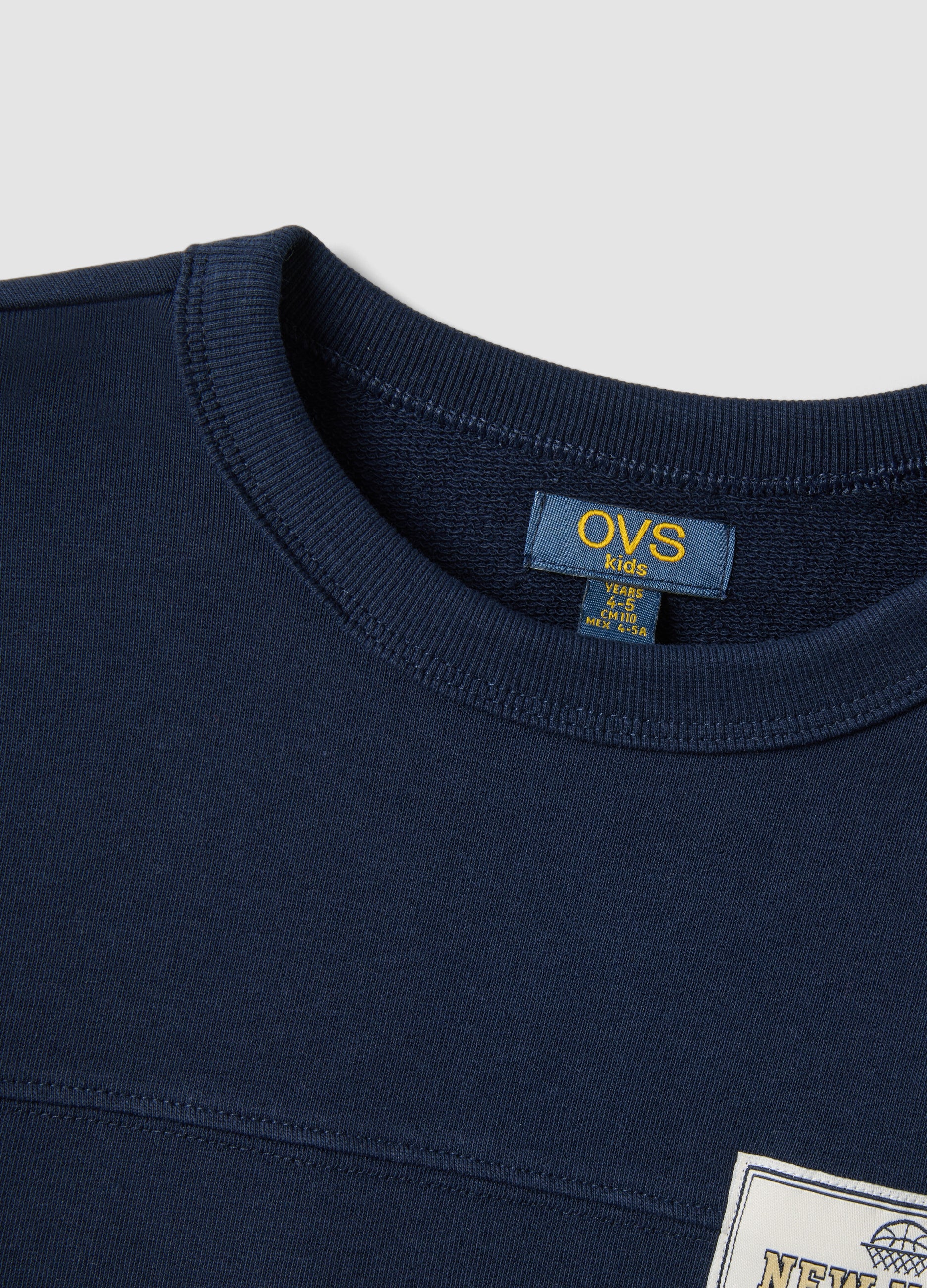 OVS Blue Organic Cotton Sweatshirt With Print For Boys, Relaxed Fit