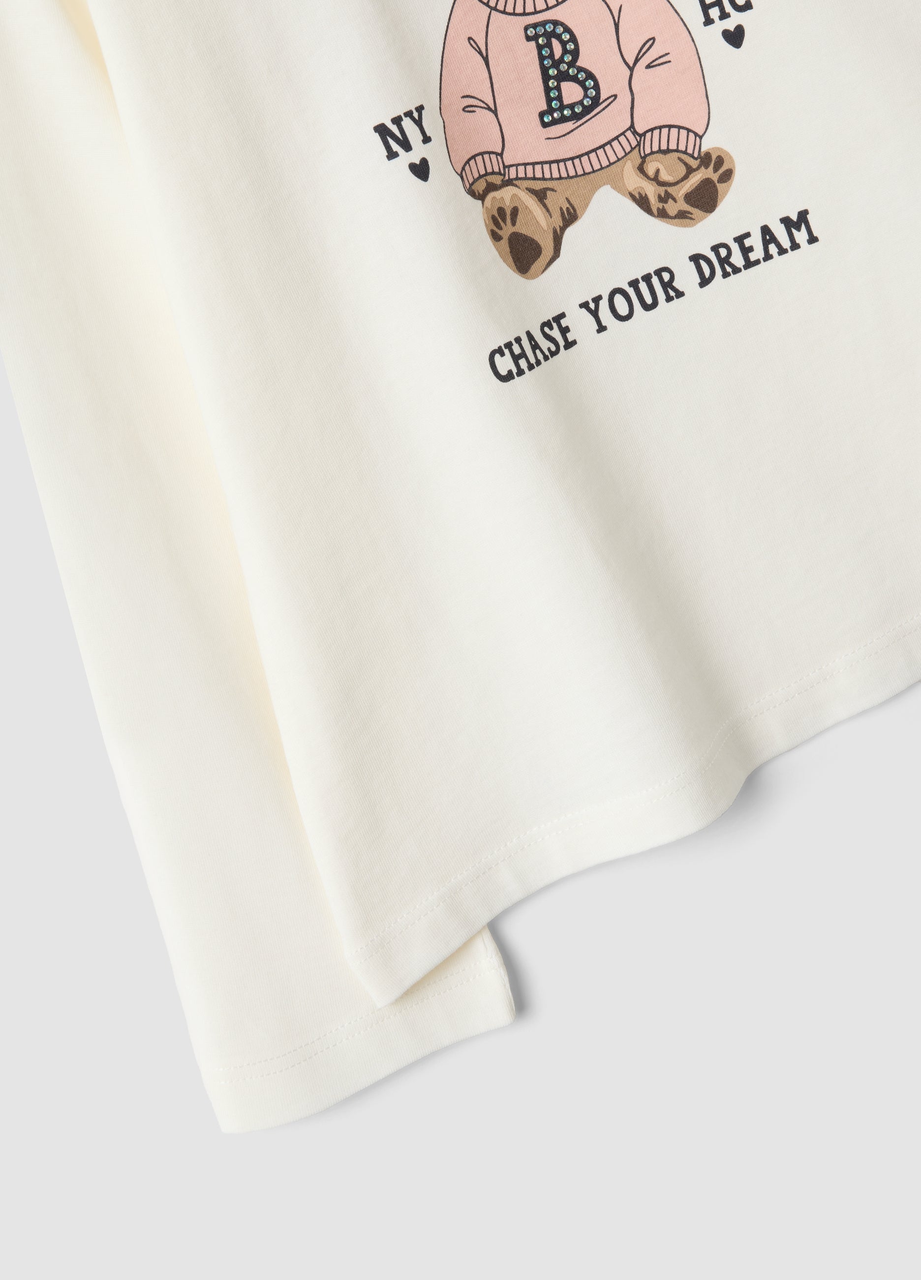OVS White Pure Organic Cotton T-Shirt With Puppy Print For Girls