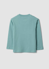 OVS Green Oversized Pure Cotton T-Shirt With Skate Print For Boys