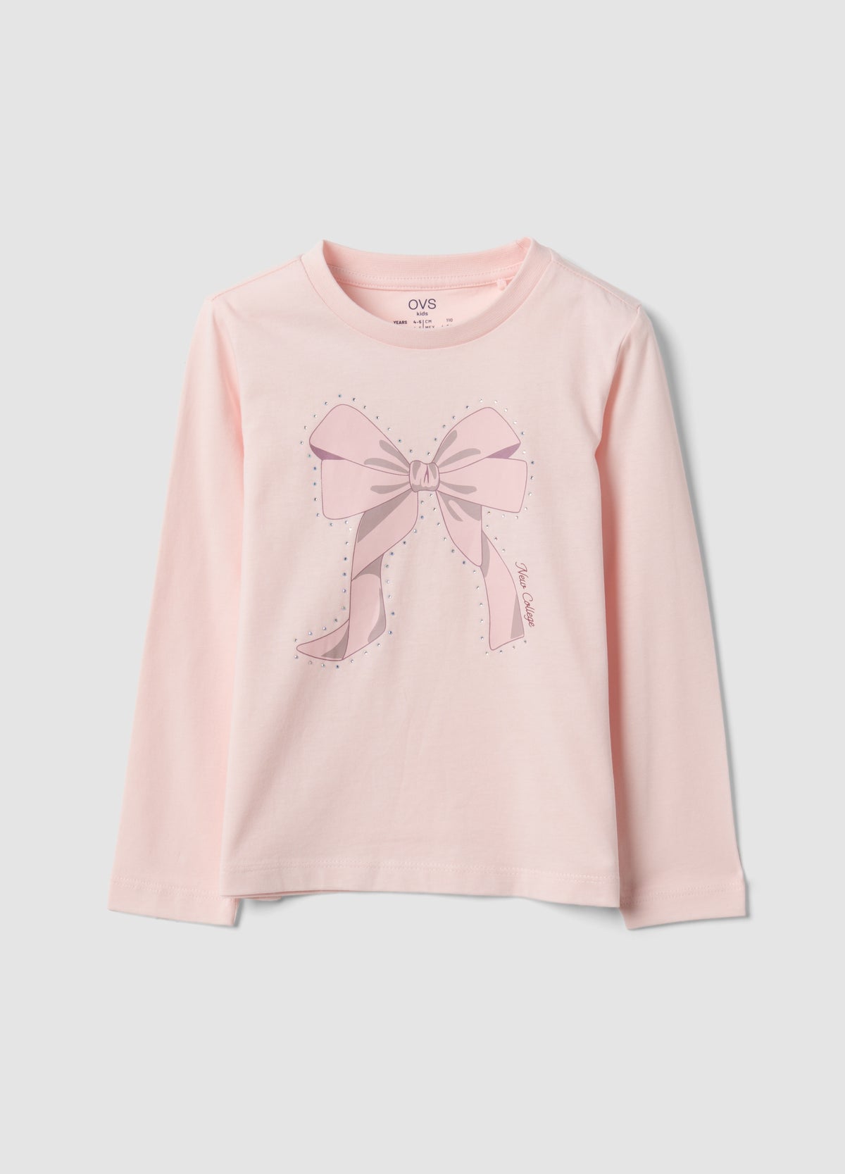 OVS Pink Pure Organic Cotton T-Shirt With Bow Print For Girls