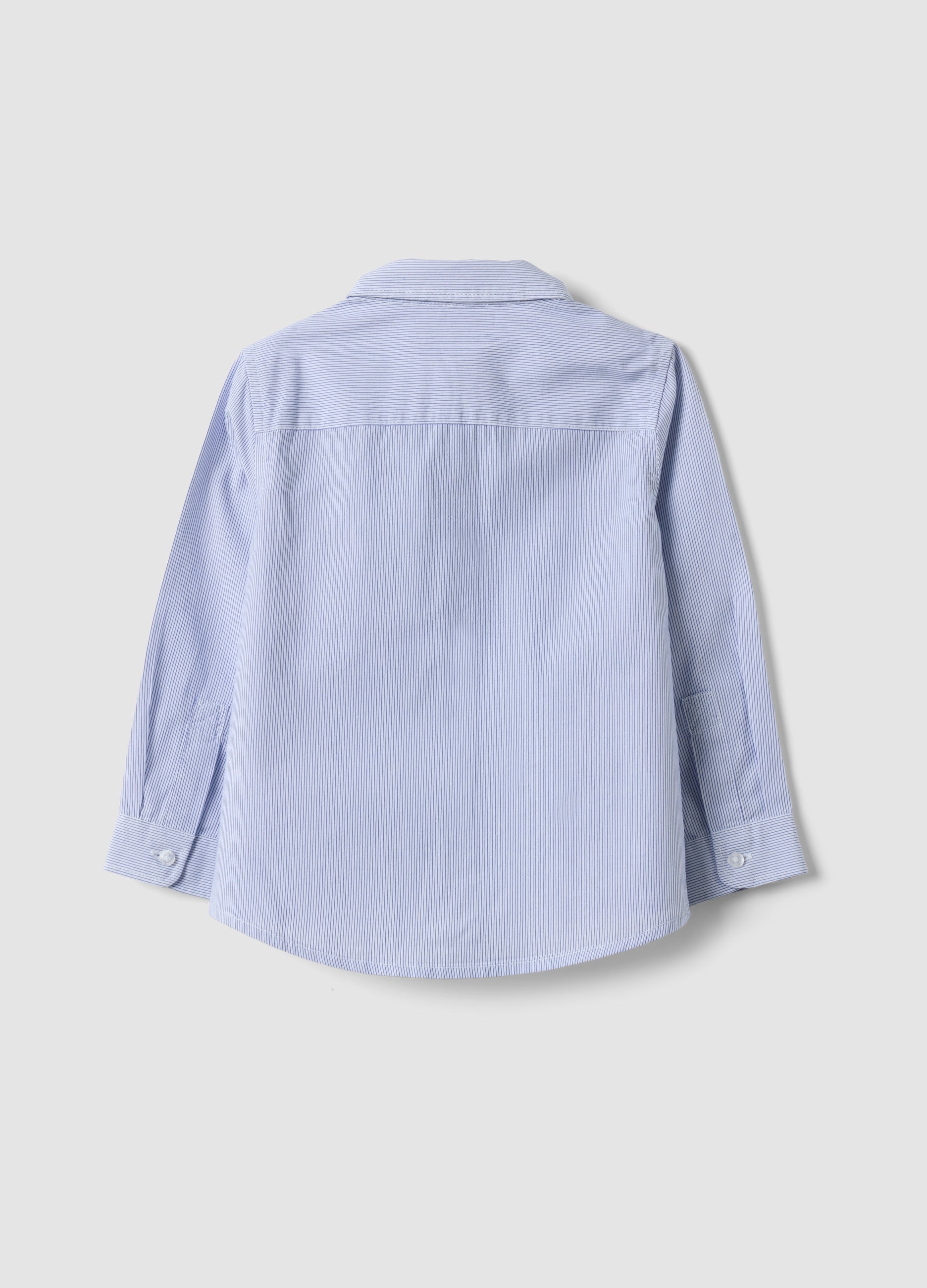 OVS White Striped Pure Cotton Shirt With Chest Pocket For Boys