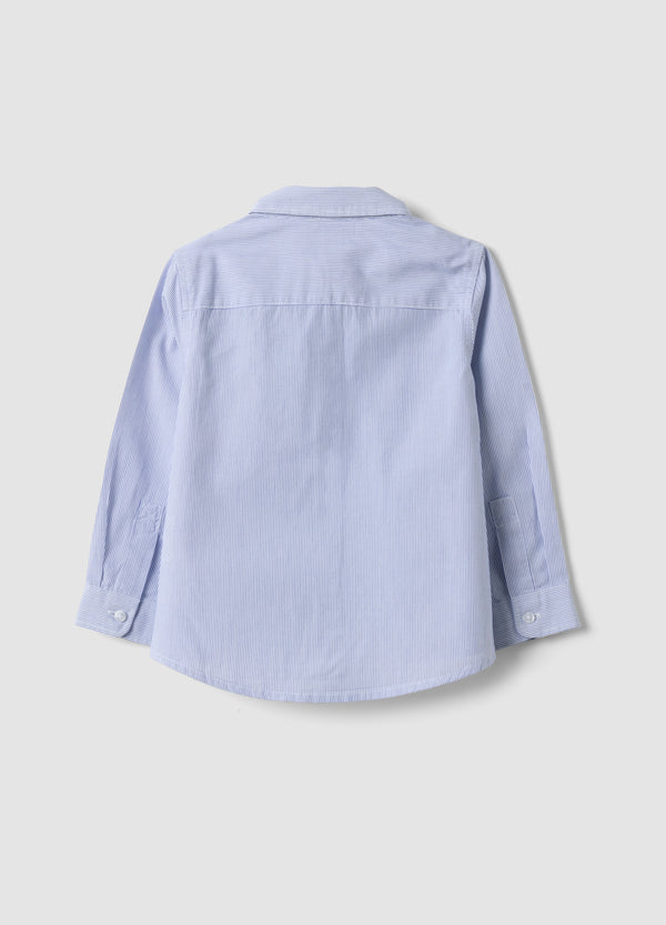 OVS White Striped Pure Cotton Shirt With Chest Pocket For Boys