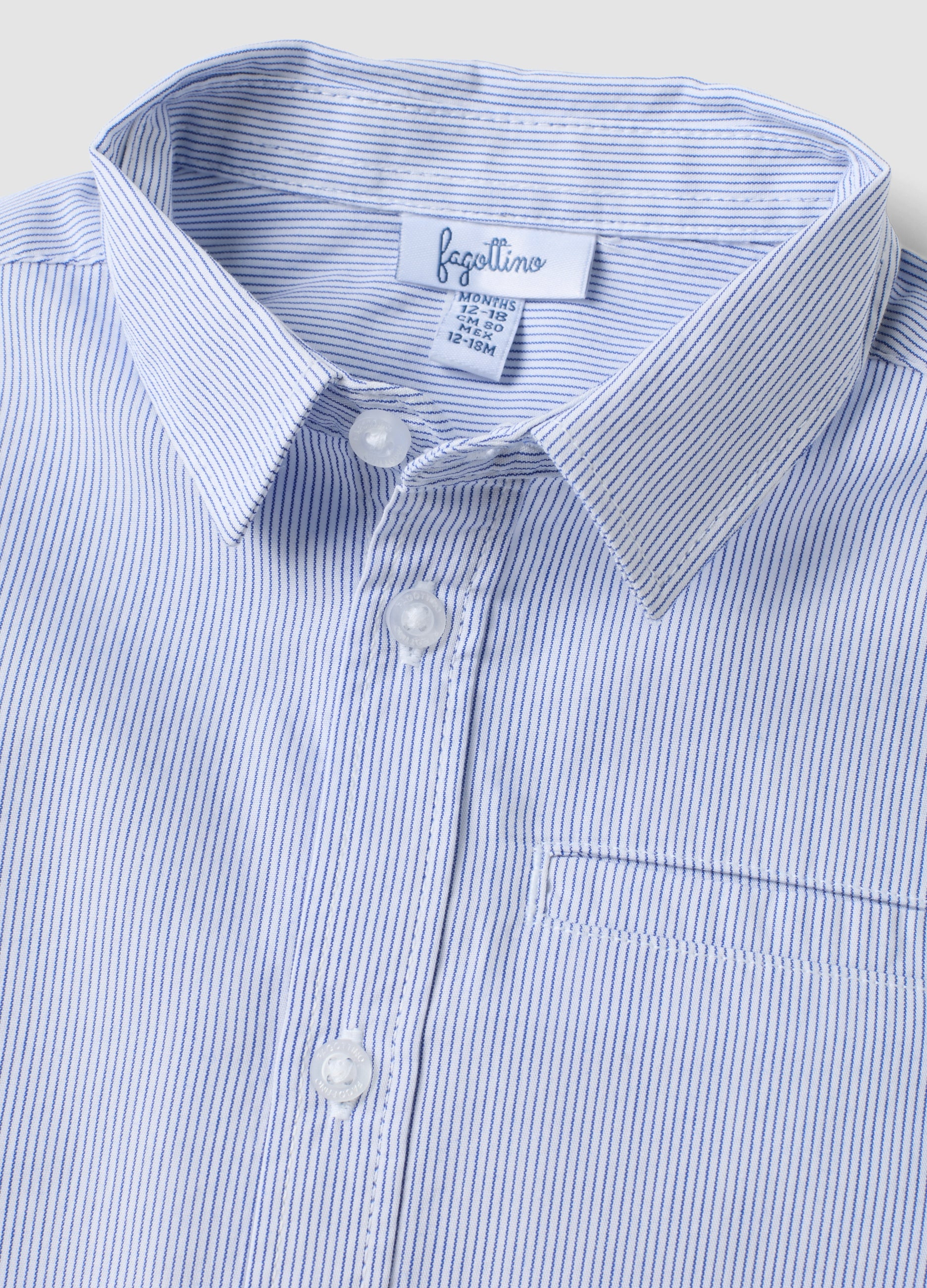 OVS White Striped Pure Cotton Shirt With Chest Pocket For Boys