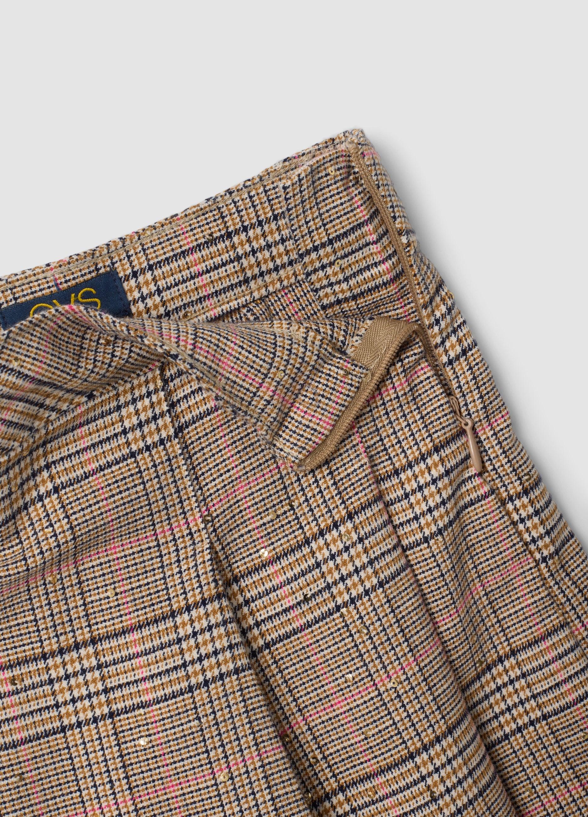 OVS Girls’ Brown Checked Stretch Viscose Skort