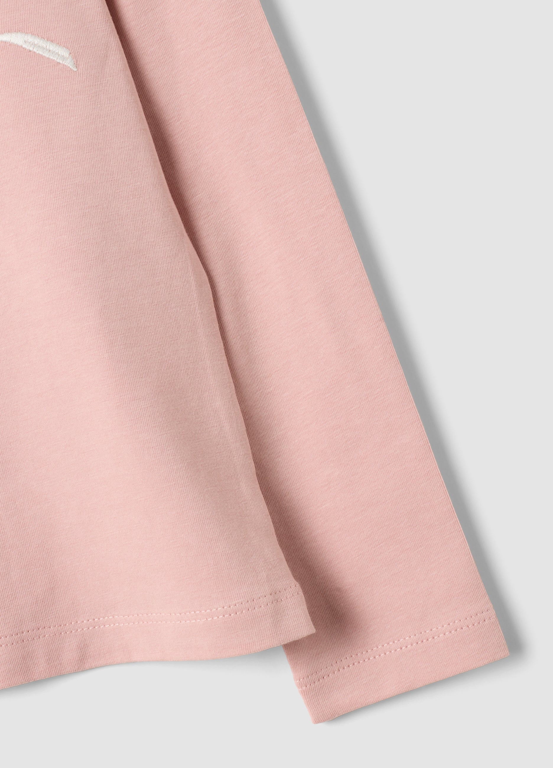 OVS Pink Stretch Cotton T-Shirt With Bow Embroidery For Girls
