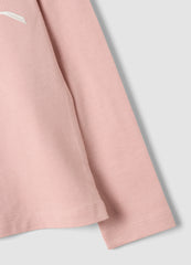 OVS Pink Stretch Cotton T-Shirt With Bow Embroidery For Girls