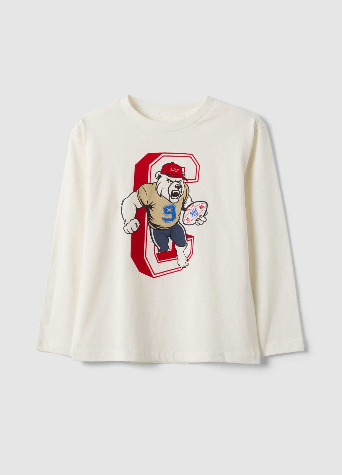 OVS White Pure Cotton Crew-Neck T-Shirt With Bear Print For Boys