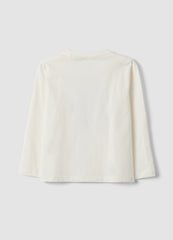 OVS White Pure Cotton Crew-Neck T-Shirt With Bear Print For Boys