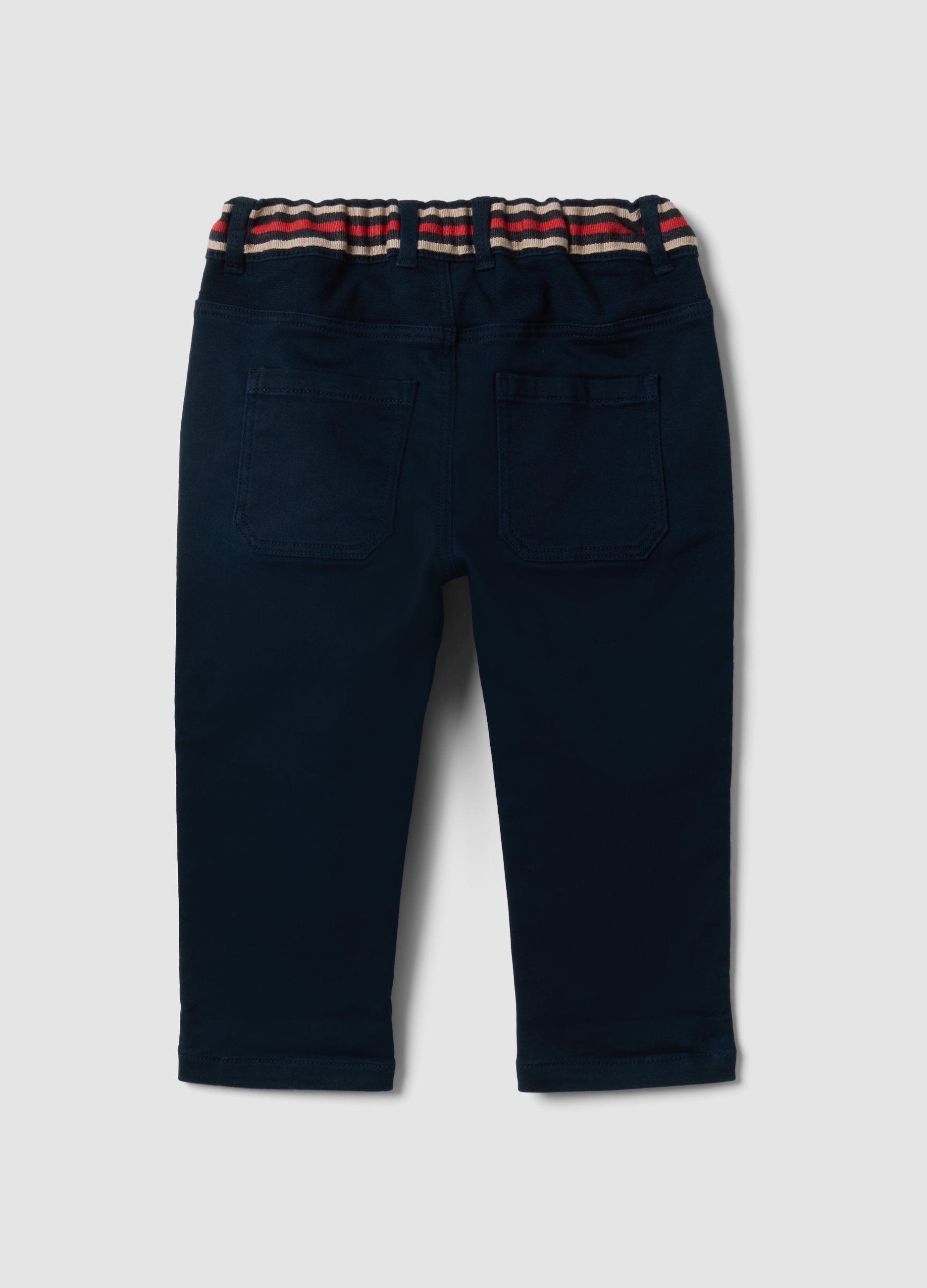 OVS Blue Stretch Cotton Trousers With Elasticated Waist For Baby Boy
